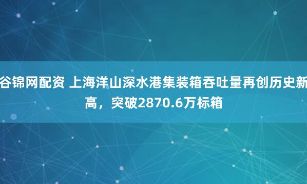 谷锦网配资 上海洋山深水港集装箱吞吐量再创历史新高，突破2870.6万标箱